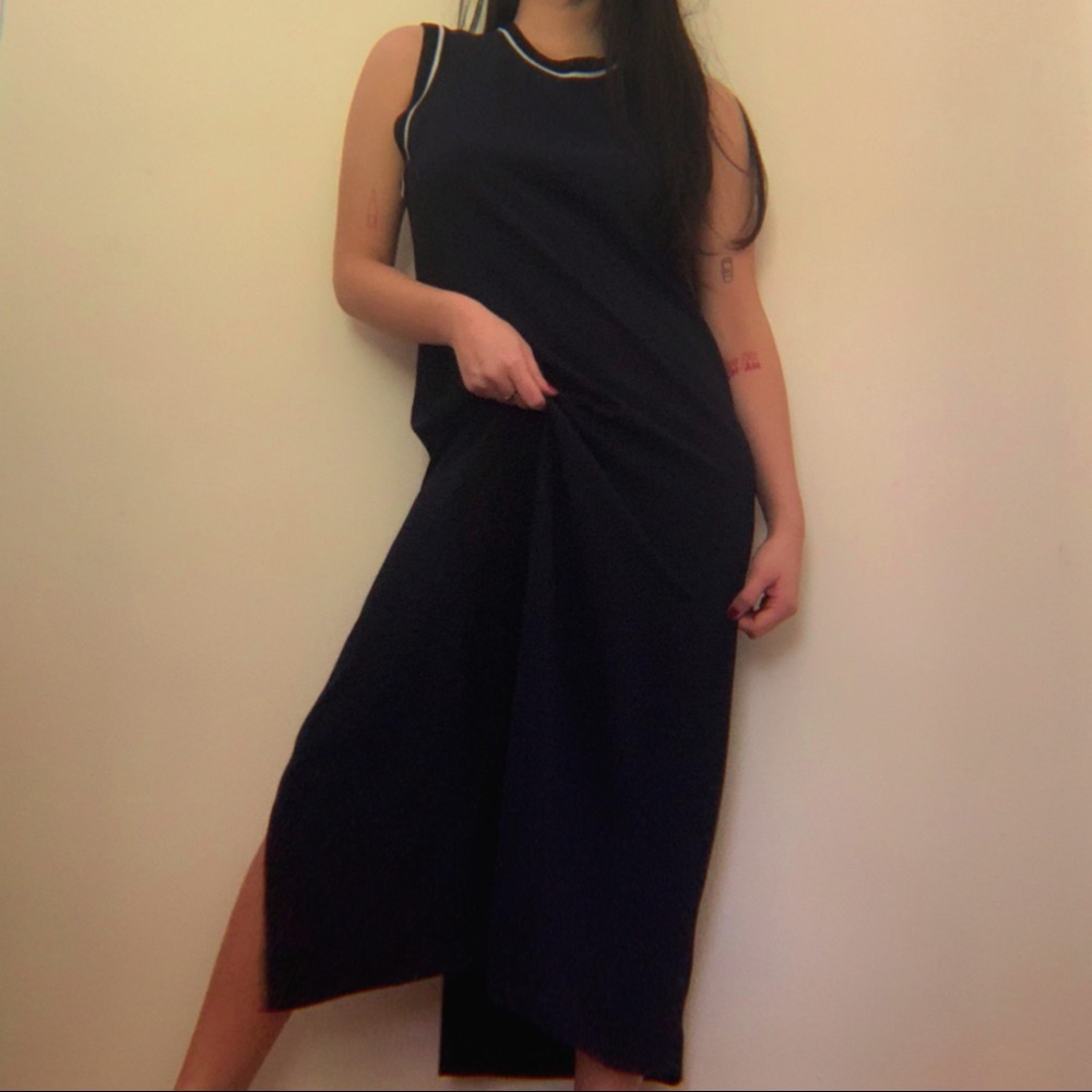 Maxi black dark navy zara sleeveless dress